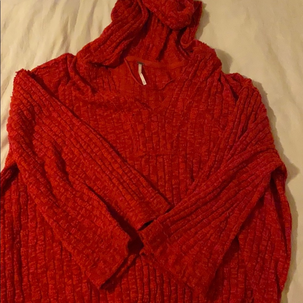 Red Free People Sweater Hoodie